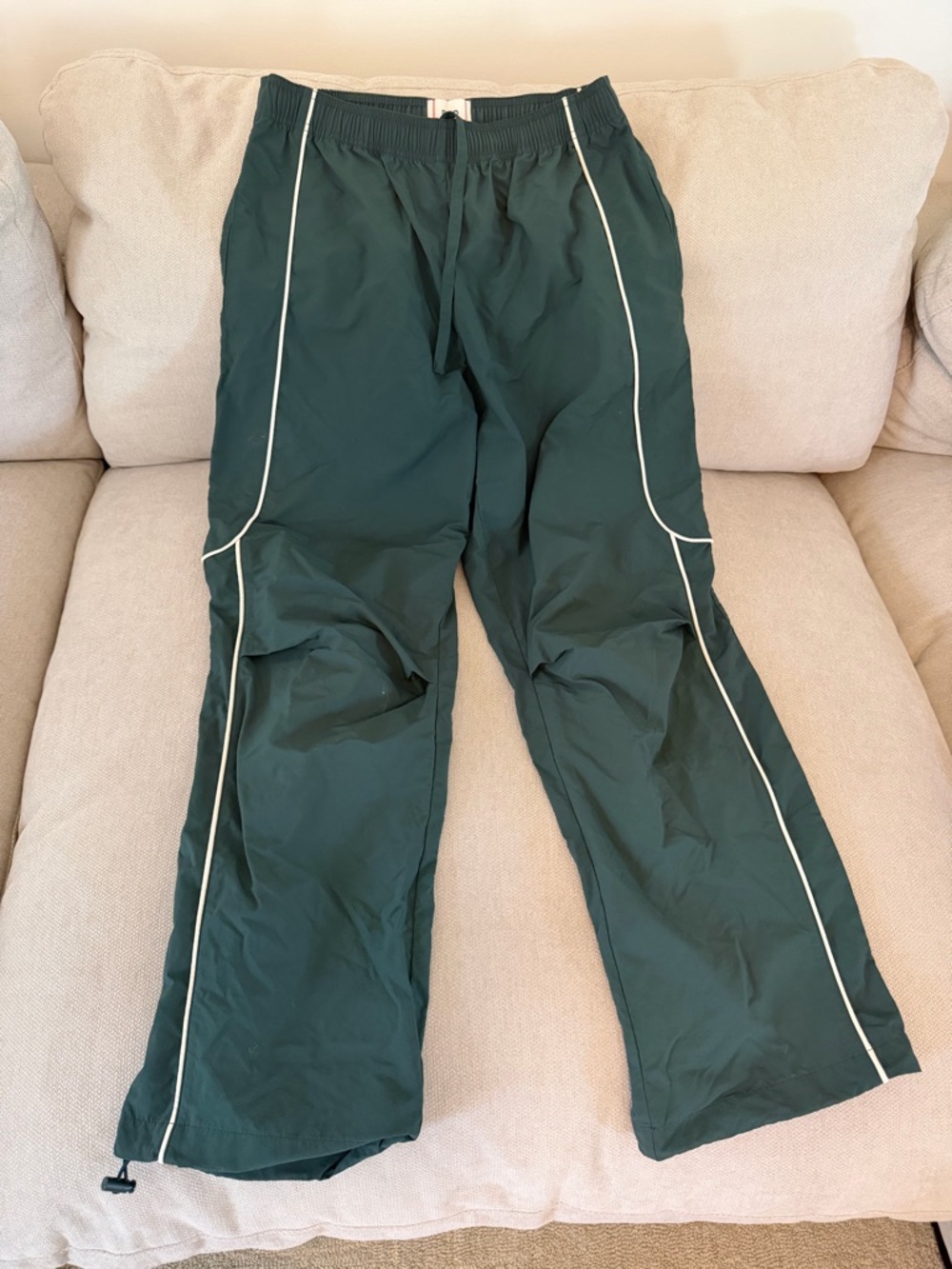 Urban Outfitters Dark Green Track Pants with White Piping